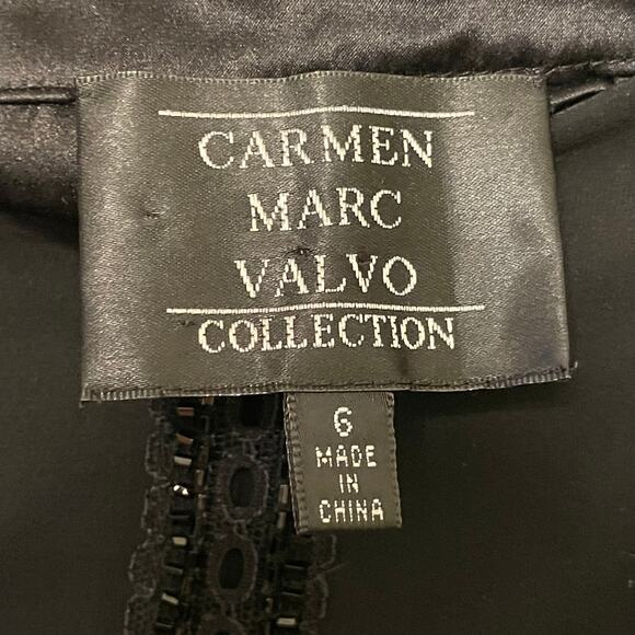 Carmen Marc Valvo 6 black skirt midi dark fairycore sequin cocktail party boho - Picture 4 of 7